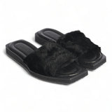 Open-toe Faux-fur Slides
