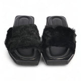 Open-toe Faux-fur Slides
