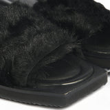 Open-toe Faux-fur Slides