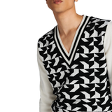 Jersey con cuello en V y logo en jacquard