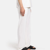 Straight Leg Drawstring Trousers Off-White