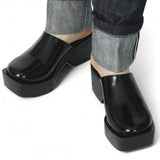 Platform Leather Clogs