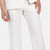 Straight Leg Drawstring Trousers Off-White