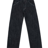 Regular Relaxed Jeans- Dark Pure Indigo Red Selvage Denim- White Stitching.