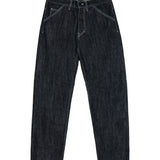 REGULAR ZIP JEANS - Dark Pure Indigo Red Selvage Denim- White Stitching.