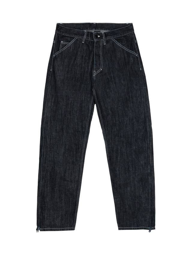 REGULAR ZIP JEANS - Dark Pure Indigo Red Selvage Denim- White Stitching.