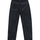 REGULAR ZIP JEANS - Dark Pure Indigo Red Selvage Denim- White Stitching.