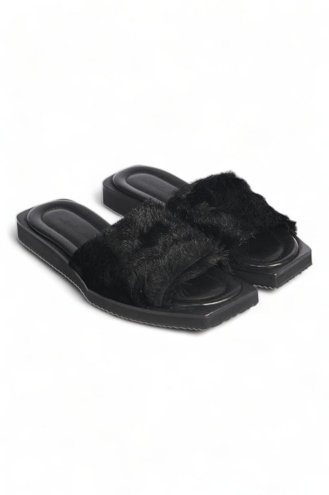 Open-toe Faux-fur Slides