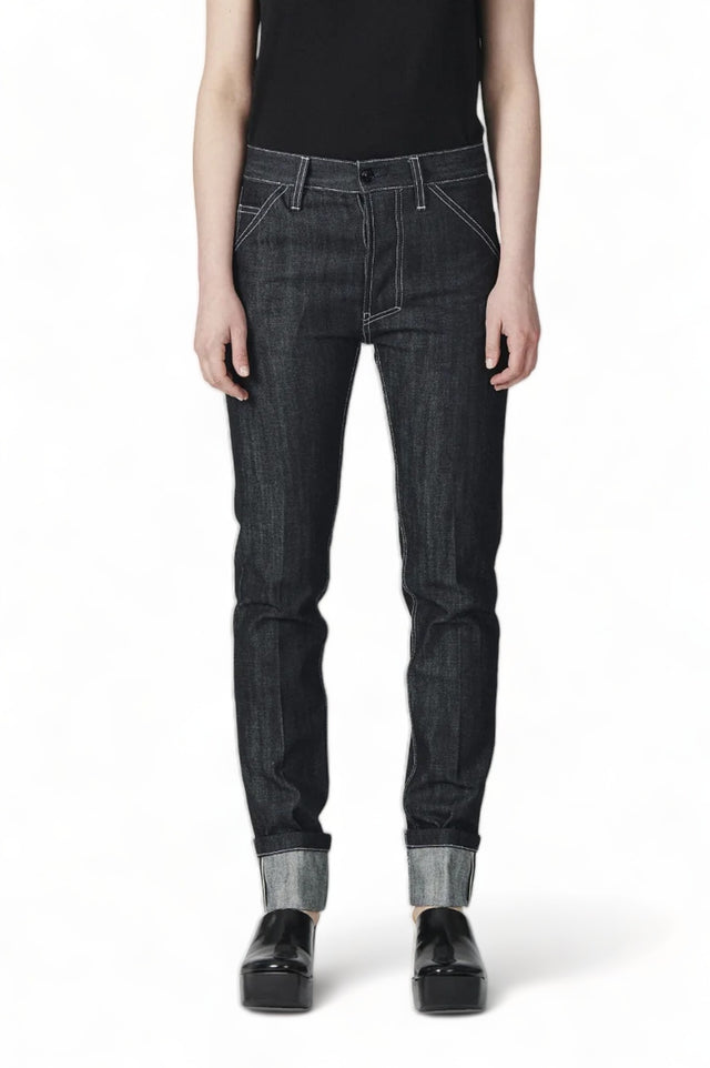 Slim-Fit Jeans- Dark Pure Indigo Red Selvage Denim- White Stitching