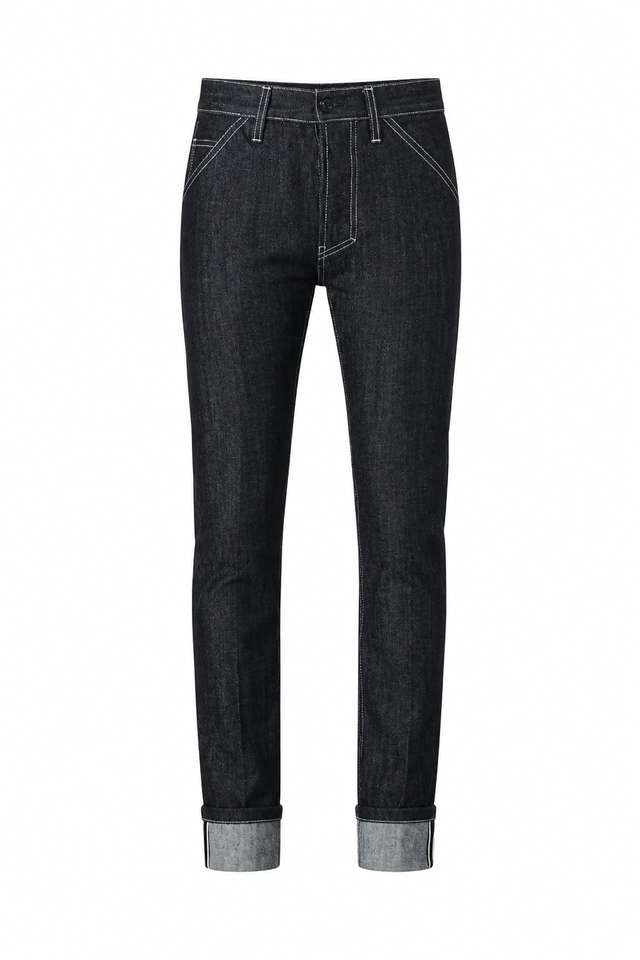 Slim-Fit Jeans- Dark Pure Indigo Red Selvage Denim- White Stitching