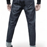 Slim-Fit Jeans- Dark Pure Indigo Red Selvage Denim- White Stitching
