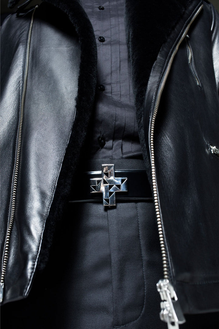 Silver Buckle Logo Belt 